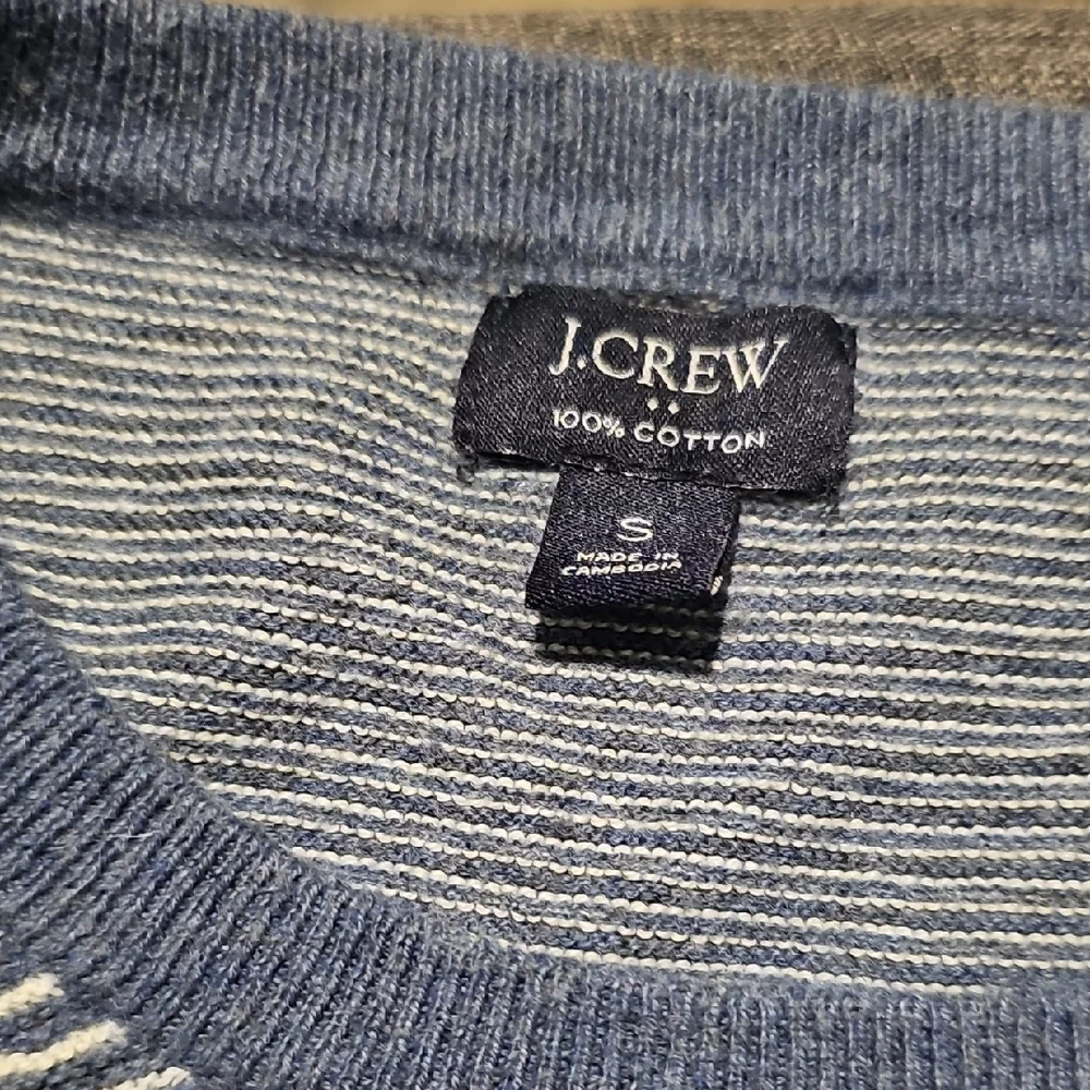J. Crew Sweater Blue White Striped Crewneck Soft Men Casual Small